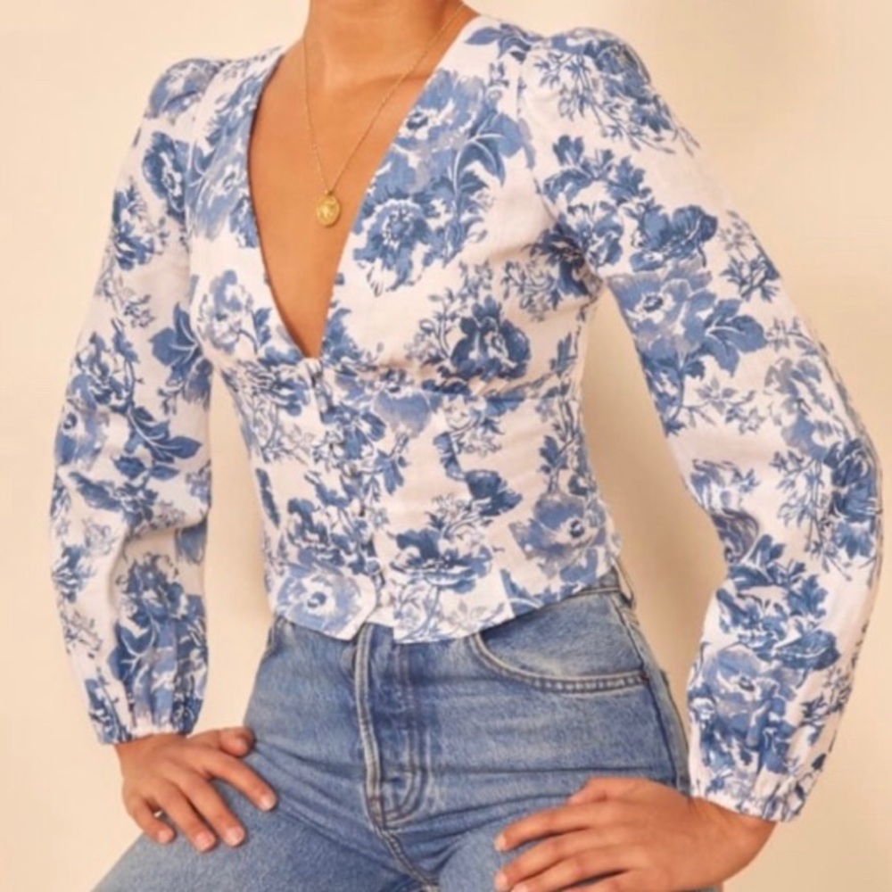 Reformation Aryn floral top romantic size 2